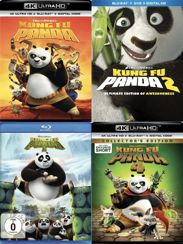 名称：《功夫熊猫》四部曲合集 蓝光原盘REMUX [国英双语] [内封特效字幕]描述：《功夫熊猫》是一部以中国功夫为主题的美国动作喜剧电影，影片以中国古代为背景，其景观、布景、服装以至食物均充满中国元素