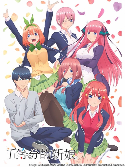 名称：五等分的新娘描述：过着贫穷生活的高中二年级生上杉风太郎，听说有一份条件不错的家庭教师兼职