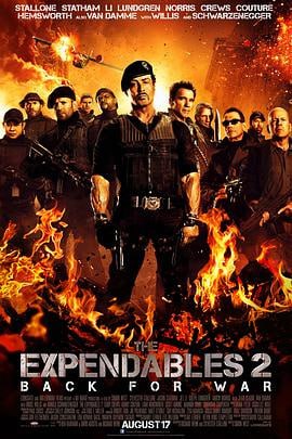 敢死队2 (2012)评分：7.0类型：动作,冒险 简介：再次经历了一番炮火密集的血雨腥风，巴尼（西尔维斯特·史泰龙SylvesterStallone饰）、圣诞（杰森·斯坦森JasonStatham饰）、贡纳（杜夫·龙格尔DolphLundgren饰）、比利…… 4K蓝光原盘[美版原盘 DIY 次世代国语DTS-HDMA.7.1 简繁+双语特效字幕 BDJ菜单修改新增按钮][HDR10 Atmos 7.1][SGNB-285][63.61G] 