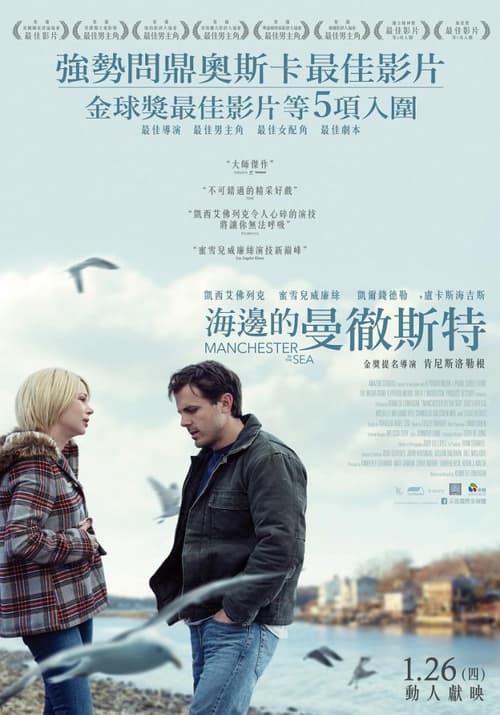 名称：海边的曼彻斯特描述：李（卡西·阿弗莱克 Casey Affleck 饰）是一名颓废压抑的修理工，在得知哥哥乔伊（凯尔·钱德勒 Kyle Chandler 饰）去世的消息后，李回到了故乡——海边的曼彻斯特处理乔伊的后事