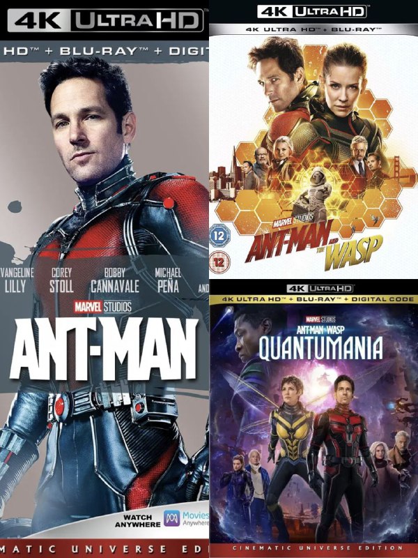 名称：《蚁人》三部曲合集 蓝光原盘REMUX [国英双语] [内封特效字幕]描述：影片列表：【SGNB-121】《蚁人 (2015)》4K 蓝光原盘REMUX [国英双语] [内封中英特效字幕]【SGNB-059】《蚁人2：黄蜂女现身 (2018)》4K 蓝光原盘REMUX [国英双语] [内封中英特效字幕]【SGNB-294 V2】《蚁人与黄蜂女：量子狂潮 (2023)》4K 蓝光原盘REMUX [国英双语] [内封中英特效字幕]链接：