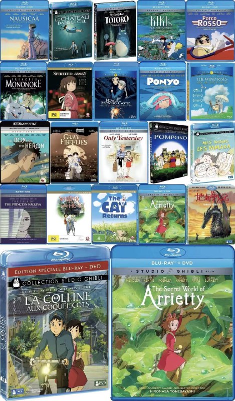 名称：《吉卜力工作室大师合集》二十二部曲 蓝光原盘REMUX [国粤日三语] [内封特效字幕] [宫崎骏/高畑勋/全导演作品] [仅含长篇作品/短片未收录]描述：《吉卜力工作室大师合集》二十二部曲是一部汇集了吉卜力工作室经典长篇动画的蓝光原盘REMUX合集，包含了宫崎骏、高畑勋等导演的代表作品