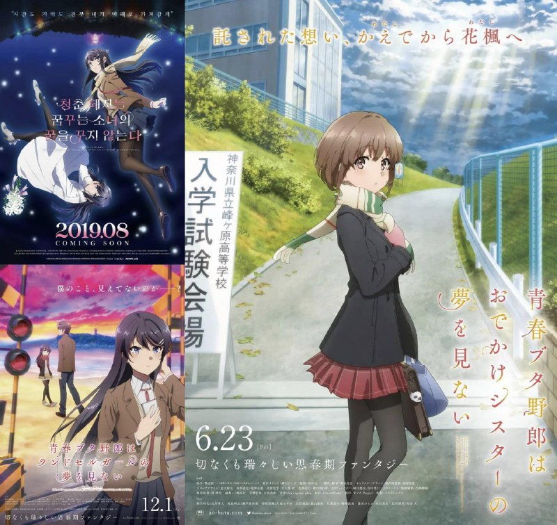 名称：《青春猪头少年》三部曲合集 蓝光原盘REMUX [日语] [内封特效字幕]描述：TV动画《青春猪头少年不会梦到兔女郎学姐》系列电影续集