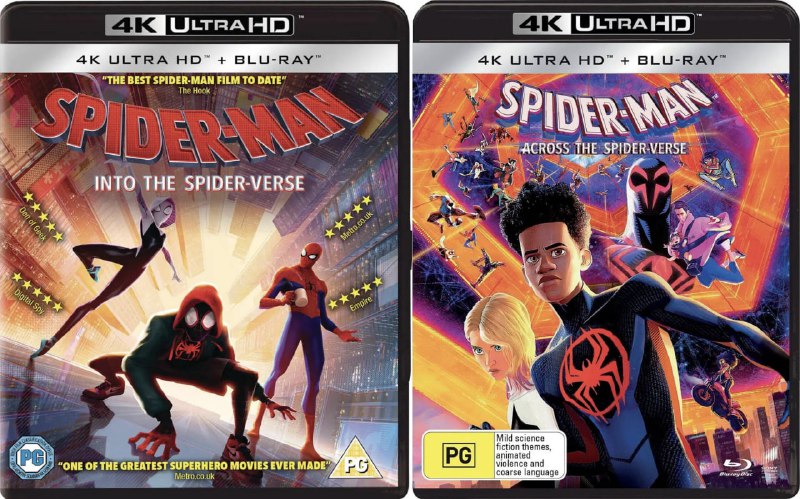 名称：《蜘蛛侠：平行宇宙》两部曲系列合集 蓝光原盘REMUX [国粤英三语] [内封中英特效字幕]描述：以迈尔斯·莫拉莱斯为中心的蜘蛛侠系列动画电影